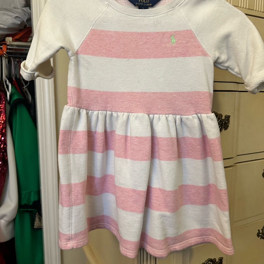 Ralph Lauren Pink and White Striped Kids Dress